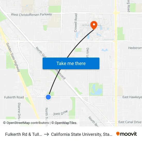 Fulkerth Rd & Tully Rd to California State University, Stanislaus map