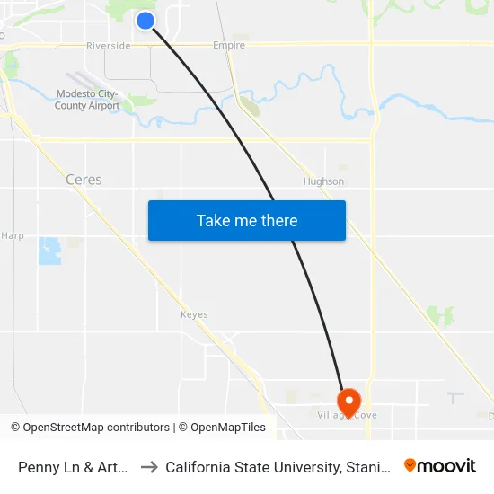 Penny Ln & Artz Ct to California State University, Stanislaus map