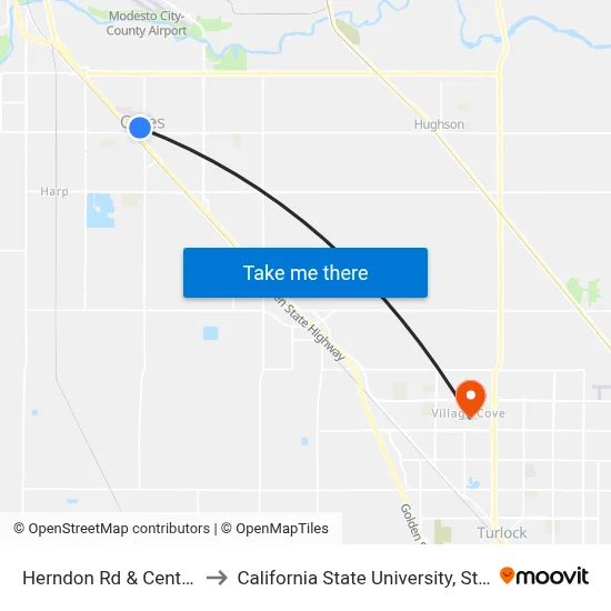 Herndon Rd & Central Ave to California State University, Stanislaus map