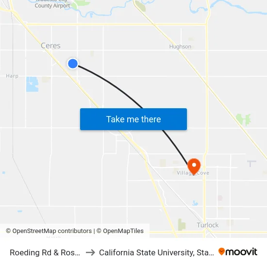 Roeding Rd & Rose Ave to California State University, Stanislaus map