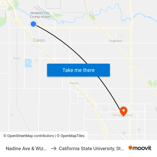 Nadine Ave & Wizard Ln to California State University, Stanislaus map