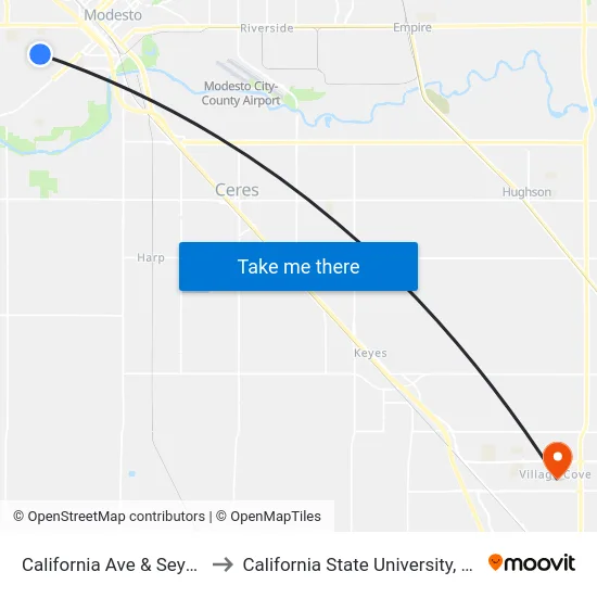 California Ave & Seybold Ave to California State University, Stanislaus map
