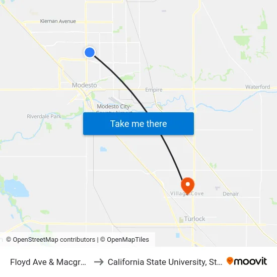 Floyd Ave & Macgregor Ct to California State University, Stanislaus map