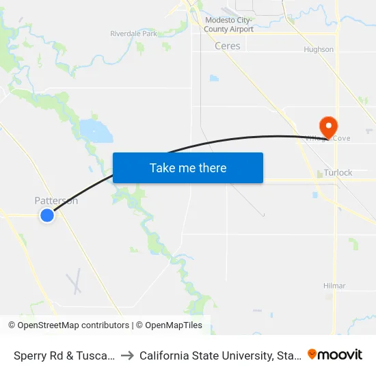 Sperry Rd & Tuscany Ct to California State University, Stanislaus map