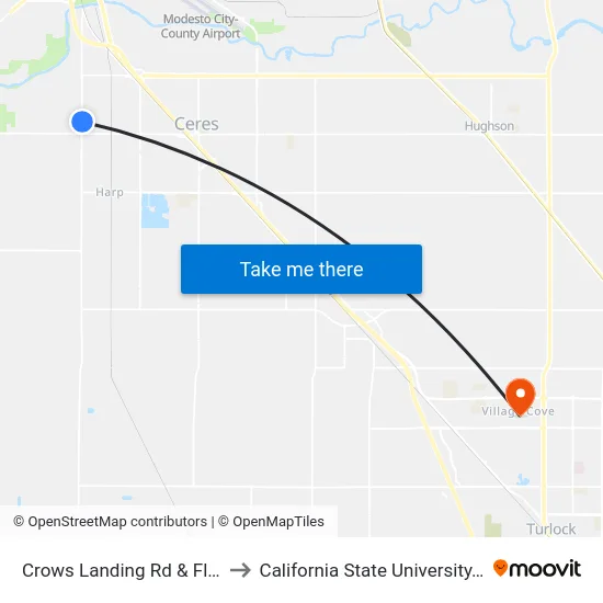 Crows Landing Rd & Flamingo Dr to California State University, Stanislaus map