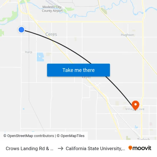 Crows Landing Rd & Glenn Ave to California State University, Stanislaus map