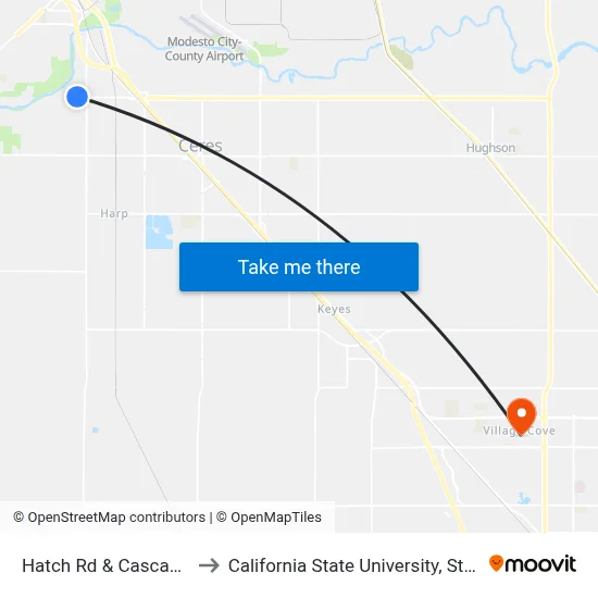 Hatch Rd & Cascade Ave to California State University, Stanislaus map