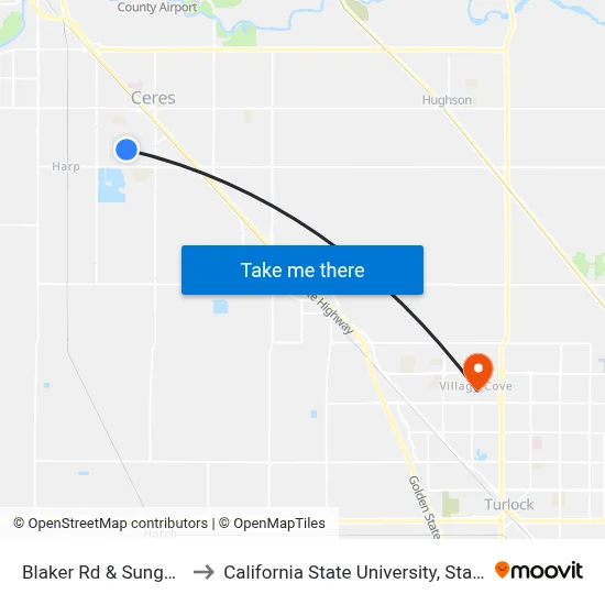 Blaker Rd & Sungate Dr to California State University, Stanislaus map