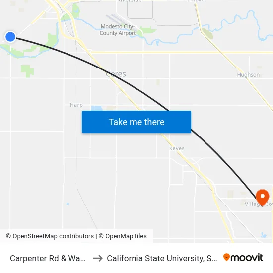 Carpenter Rd & Waverly Dr to California State University, Stanislaus map