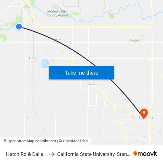 Hatch Rd & Dallas St to California State University, Stanislaus map