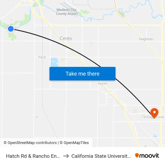 Hatch Rd & Rancho Encantado Ct to California State University, Stanislaus map