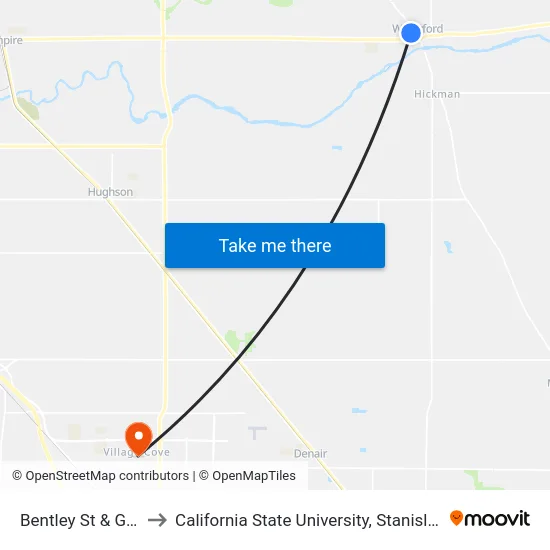 Bentley St & G St to California State University, Stanislaus map
