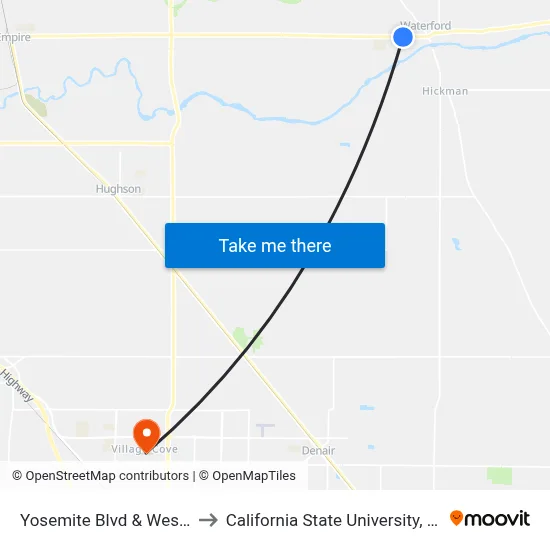 Yosemite Blvd & Western Ave to California State University, Stanislaus map