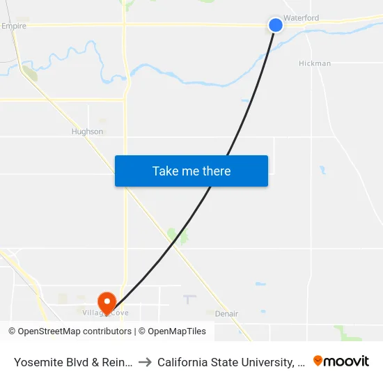 Yosemite Blvd & Reinway Ave to California State University, Stanislaus map