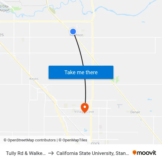Tully Rd & Walker Ln to California State University, Stanislaus map