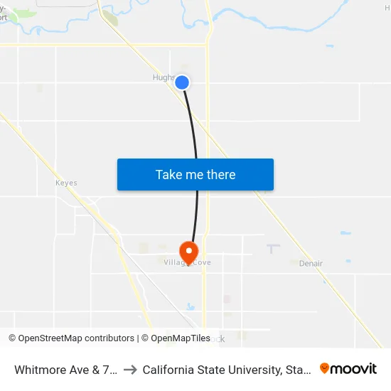 Whitmore Ave & 7th St to California State University, Stanislaus map