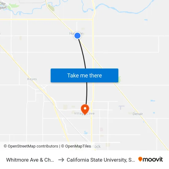Whitmore Ave & Charles St to California State University, Stanislaus map