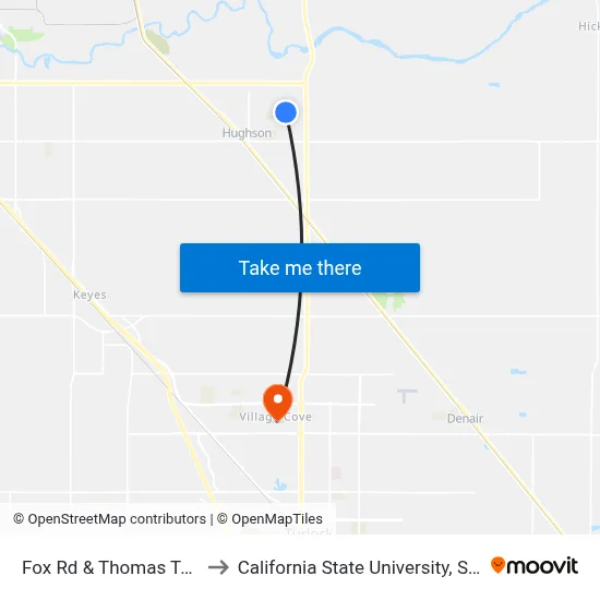 Fox Rd & Thomas Taylor Dr to California State University, Stanislaus map