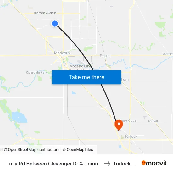 Tully Rd Between Clevenger Dr & Union Av to Turlock, CA map