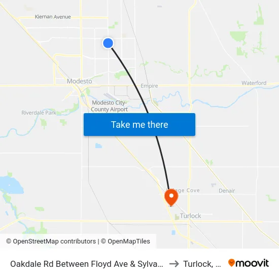 Oakdale Rd Between Floyd Ave & Sylvan Av to Turlock, CA map