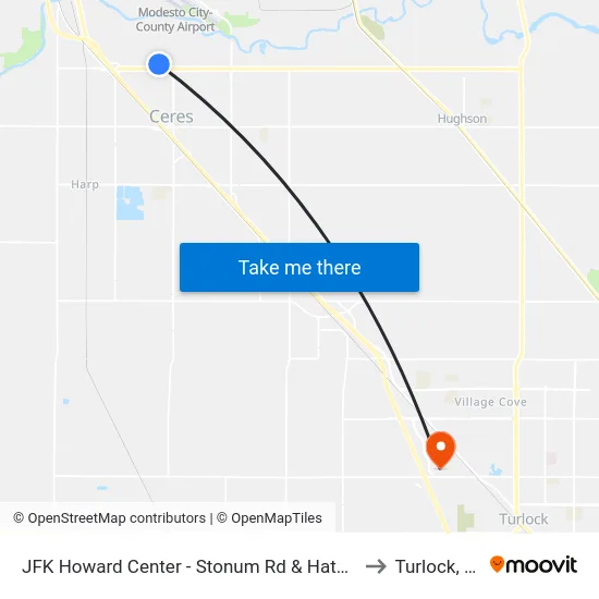 JFK Howard Center - Stonum Rd & Hatch Rd to Turlock, CA map