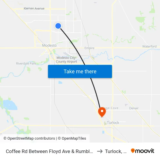 Coffee Rd Between Floyd Ave & Rumble Rd to Turlock, CA map