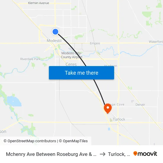 Mchenry Ave Between Roseburg Ave & Mensi to Turlock, CA map