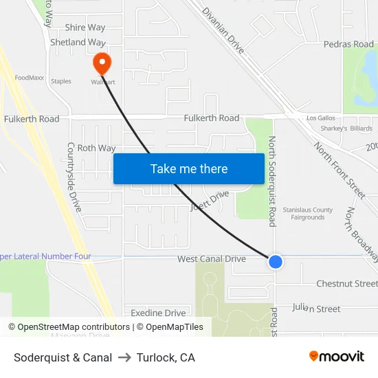 Soderquist & Canal to Turlock, CA map