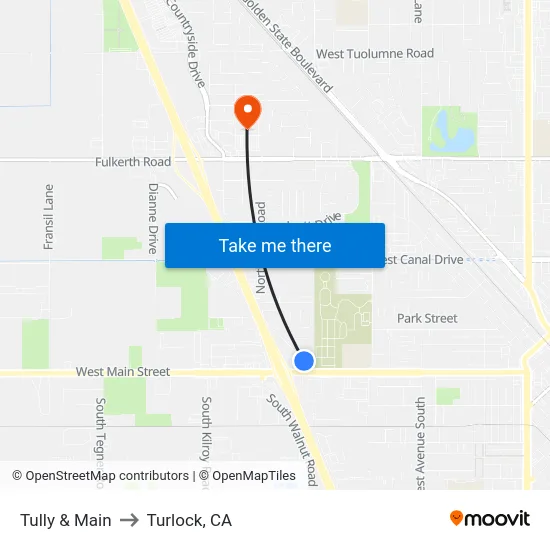 Tully & Main to Turlock, CA map