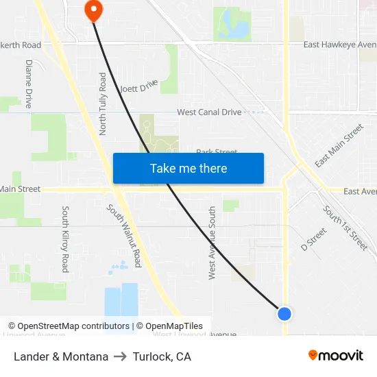Lander & Montana to Turlock, CA map