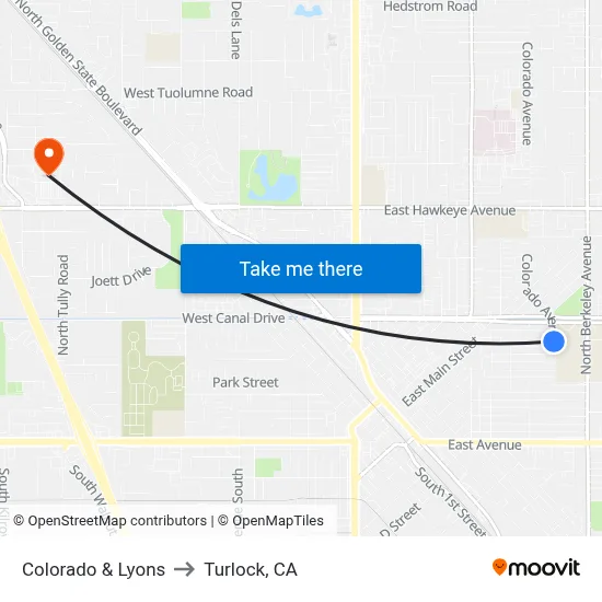 Colorado & Lyons to Turlock, CA map