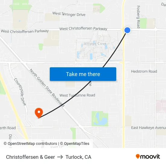 Christoffersen & Geer to Turlock, CA map