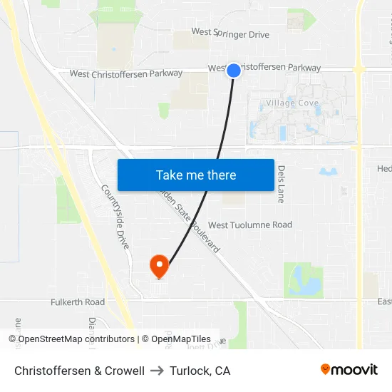 Christoffersen & Crowell to Turlock, CA map
