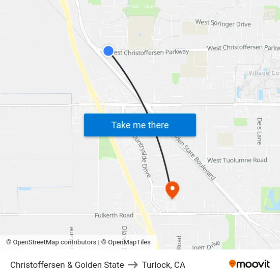 Christoffersen & Golden State to Turlock, CA map