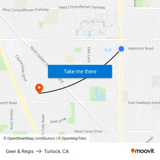 Geer & Regis to Turlock, CA map