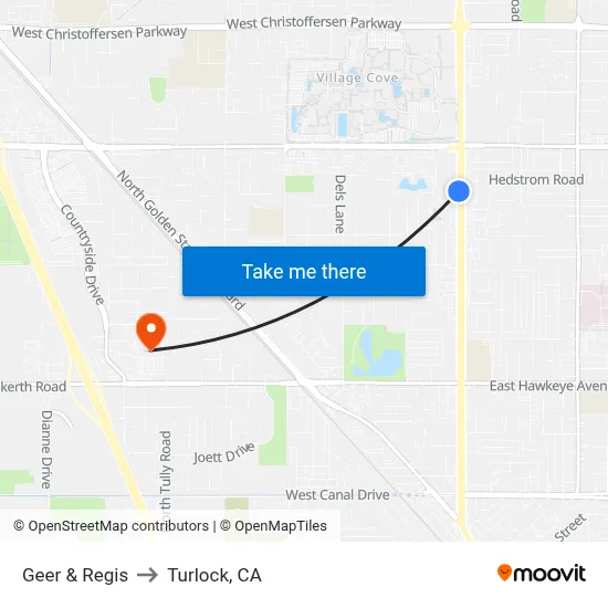 Geer & Regis to Turlock, CA map