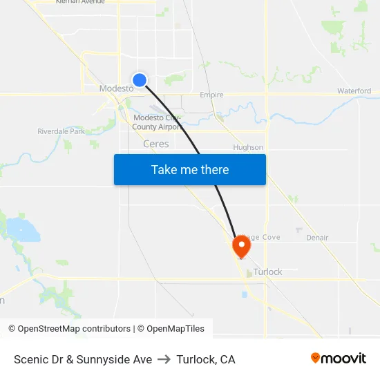 Scenic Dr & Sunnyside Ave to Turlock, CA map
