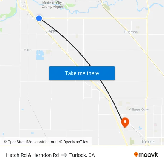 Hatch Rd & Herndon Rd to Turlock, CA map