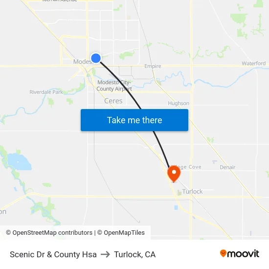 Scenic Dr & County Hsa to Turlock, CA map