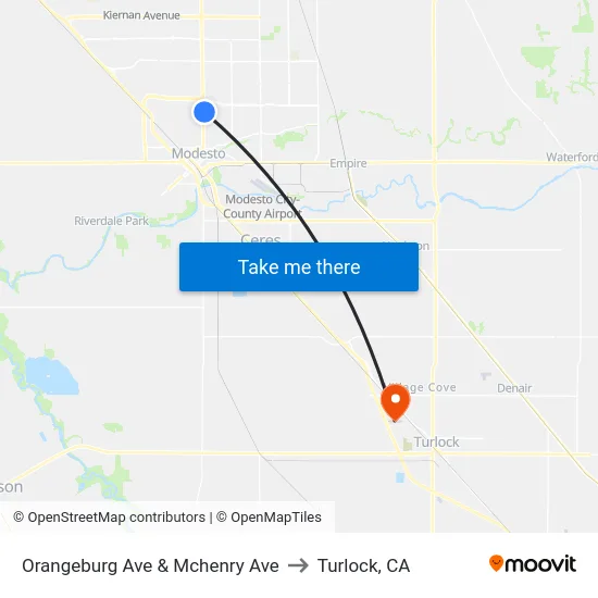 Orangeburg Ave & Mchenry Ave to Turlock, CA map