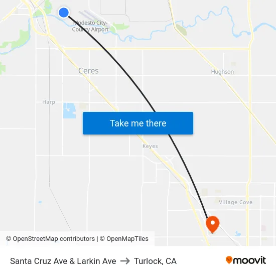 Santa Cruz Ave & Larkin Ave to Turlock, CA map