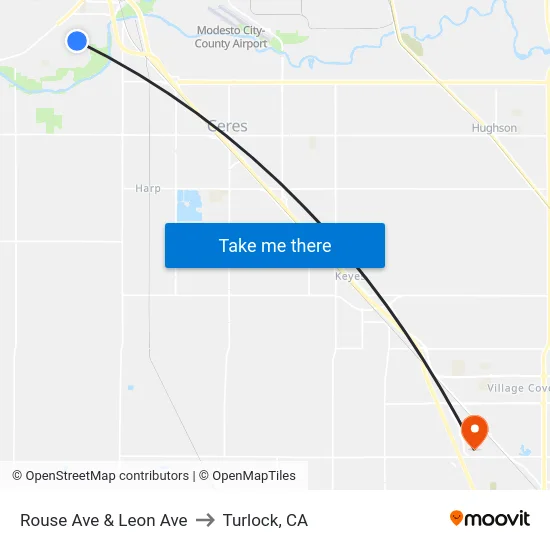 Rouse Ave & Leon Ave to Turlock, CA map