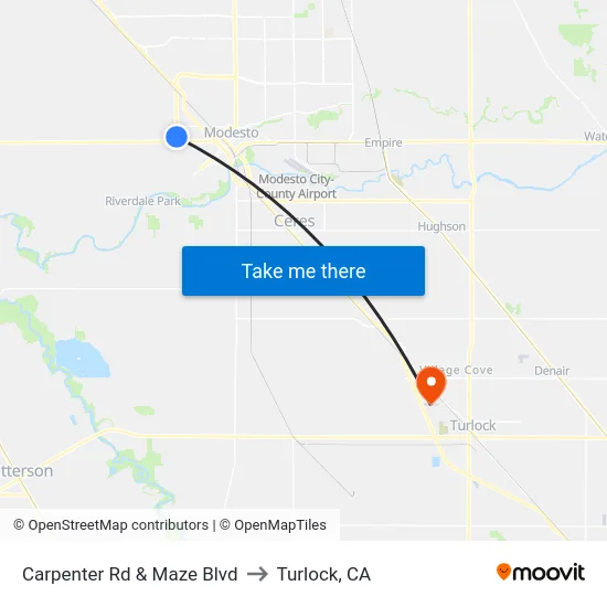 Carpenter Rd & Maze Blvd to Turlock, CA map
