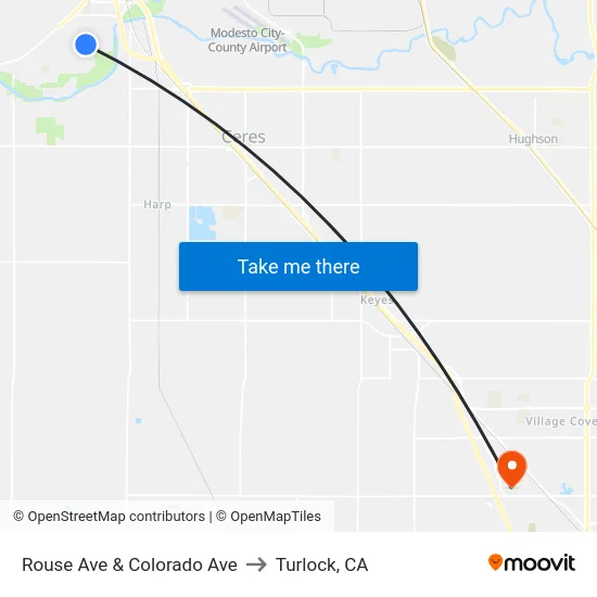 Rouse Ave & Colorado Ave to Turlock, CA map