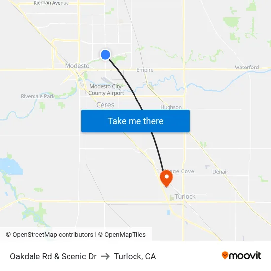Oakdale Rd & Scenic Dr to Turlock, CA map
