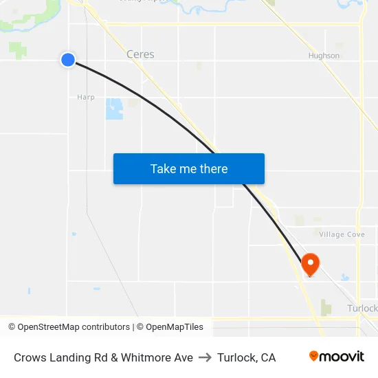 Crows Landing Rd & Whitmore Ave to Turlock, CA map