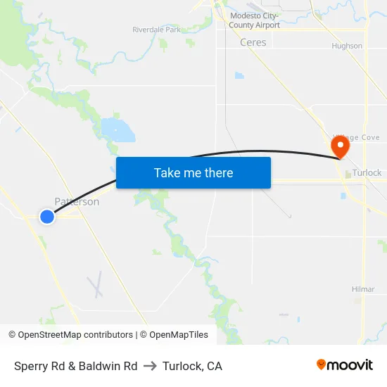 Sperry Rd & Baldwin Rd to Turlock, CA map