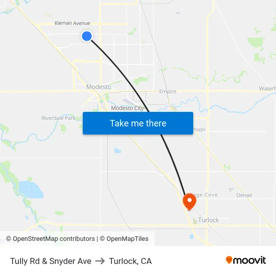 Tully Rd & Snyder Ave to Turlock, CA map
