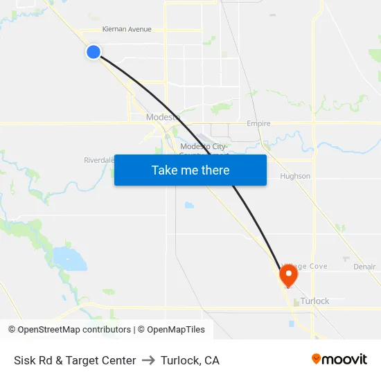 Sisk Rd & Target Center to Turlock, CA map