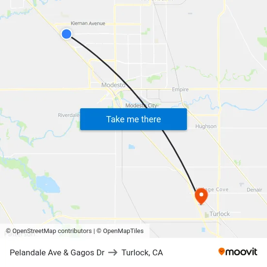 Pelandale Ave & Gagos Dr to Turlock, CA map